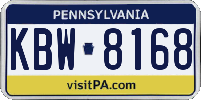 PA license plate KBW8168