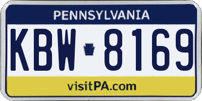 PA license plate KBW8169