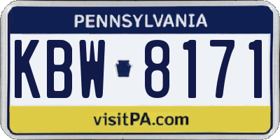 PA license plate KBW8171