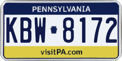 PA license plate KBW8172