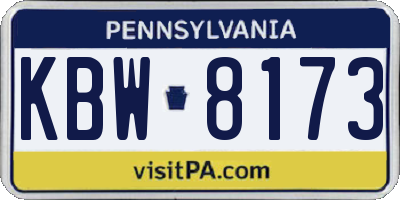 PA license plate KBW8173