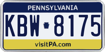 PA license plate KBW8175