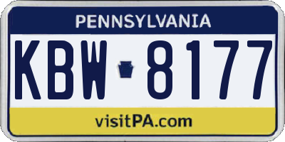 PA license plate KBW8177