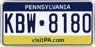 PA license plate KBW8180