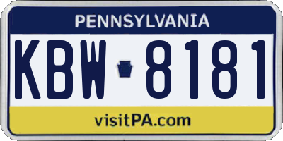 PA license plate KBW8181