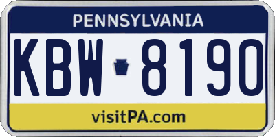 PA license plate KBW8190