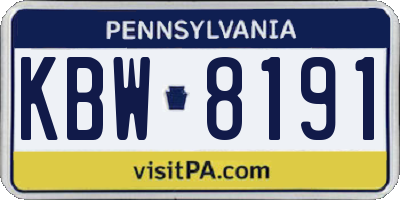 PA license plate KBW8191