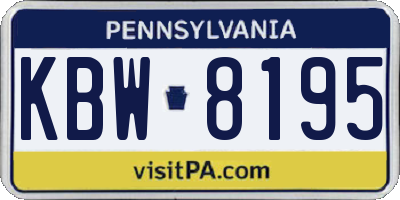 PA license plate KBW8195
