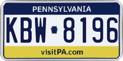 PA license plate KBW8196