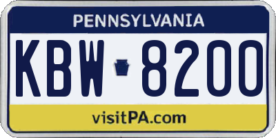 PA license plate KBW8200
