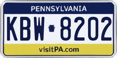 PA license plate KBW8202