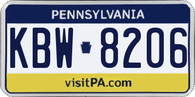 PA license plate KBW8206
