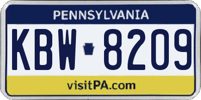 PA license plate KBW8209