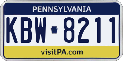 PA license plate KBW8211