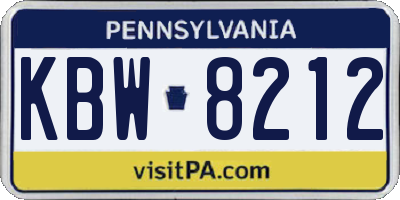 PA license plate KBW8212