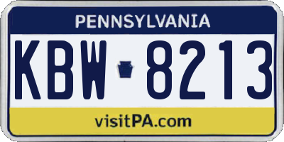 PA license plate KBW8213