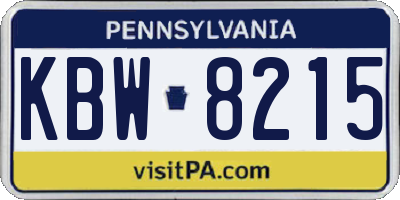 PA license plate KBW8215