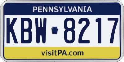 PA license plate KBW8217