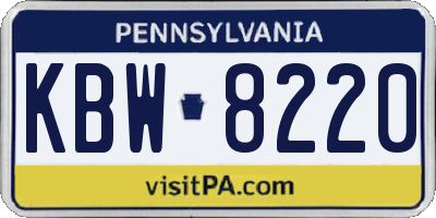 PA license plate KBW8220