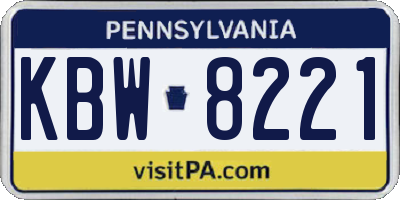 PA license plate KBW8221