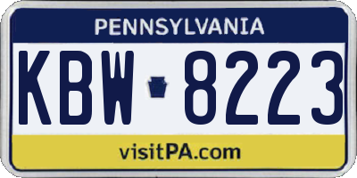PA license plate KBW8223