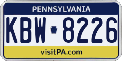 PA license plate KBW8226