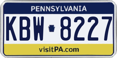 PA license plate KBW8227