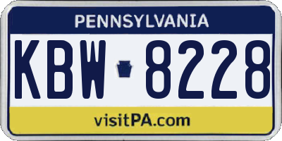 PA license plate KBW8228