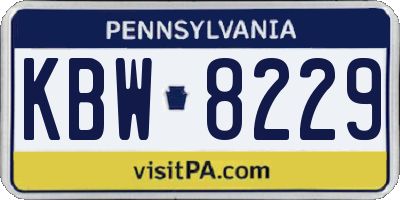 PA license plate KBW8229