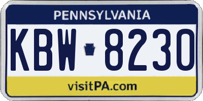 PA license plate KBW8230