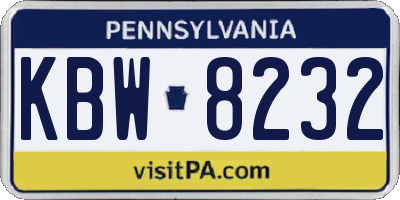 PA license plate KBW8232
