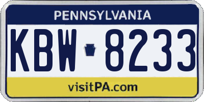PA license plate KBW8233