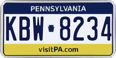 PA license plate KBW8234