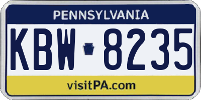 PA license plate KBW8235