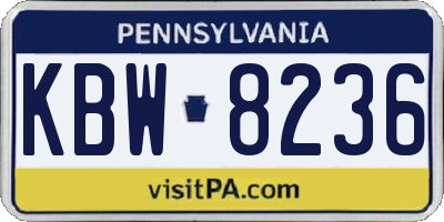 PA license plate KBW8236