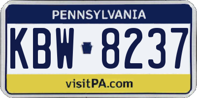 PA license plate KBW8237