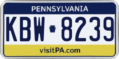 PA license plate KBW8239