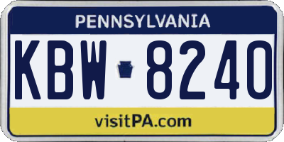 PA license plate KBW8240