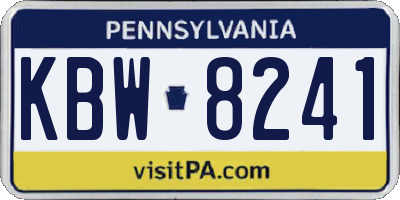 PA license plate KBW8241