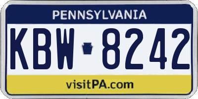 PA license plate KBW8242