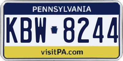 PA license plate KBW8244