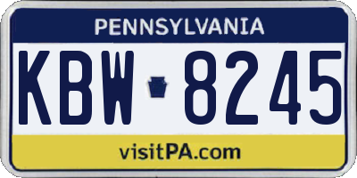 PA license plate KBW8245