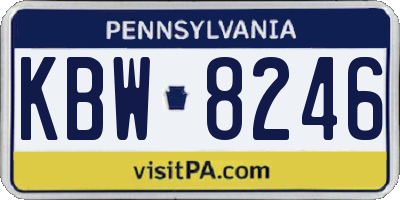 PA license plate KBW8246