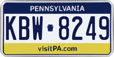 PA license plate KBW8249