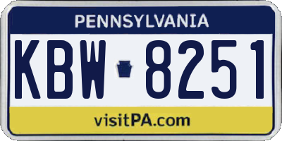 PA license plate KBW8251
