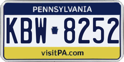 PA license plate KBW8252