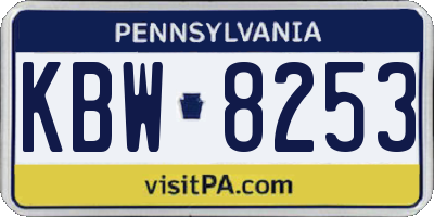 PA license plate KBW8253