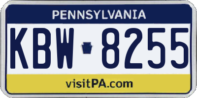 PA license plate KBW8255