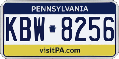PA license plate KBW8256