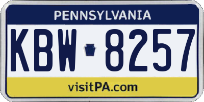 PA license plate KBW8257